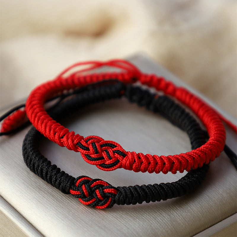 Mythstone 2Pcs Tibetan Luck Chinese Knot Protection String Bracelet