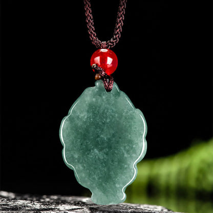 Mythstone Natural Green Jade Nine-Tailed Fox Luck Necklace Pendant