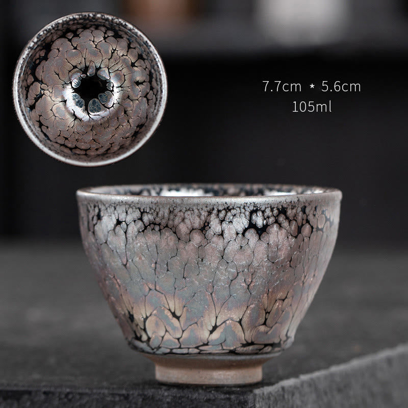 Mythstone Handmade Cherry Blossoms Sakura Design Chinese Jianzhan Ceramic Teacup Kung Fu Tea Cup