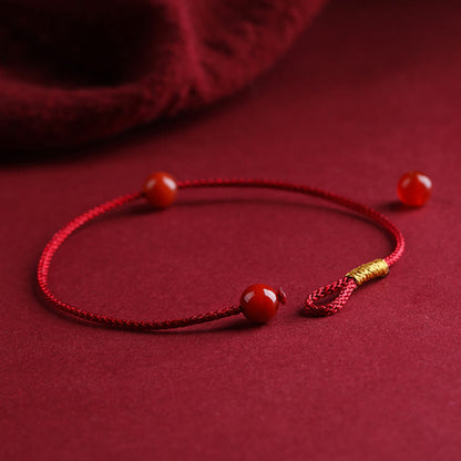 Mythstone Natural Cinnabar Red Agate Blessing Red String Bracelet