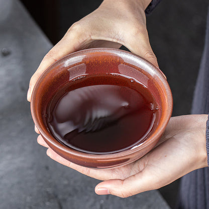 Mythstone Vintage Red Brown Chinese Jianzhan Porcelain Teacup Kung Fu Tea Cup