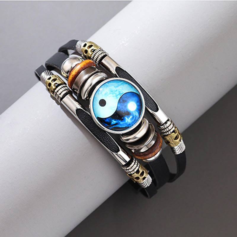 Mythstone Yin Yang Leather Balance Bracelet