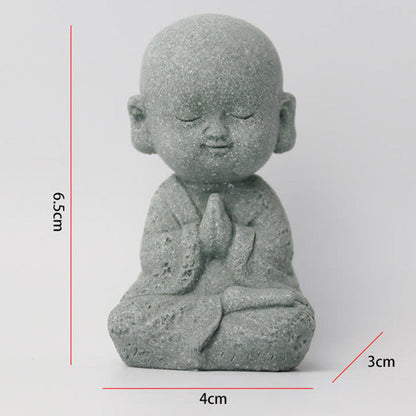 Estatua de Buda monje con oración de meditación de piedra mitológica, decoración del hogar con serenidad 