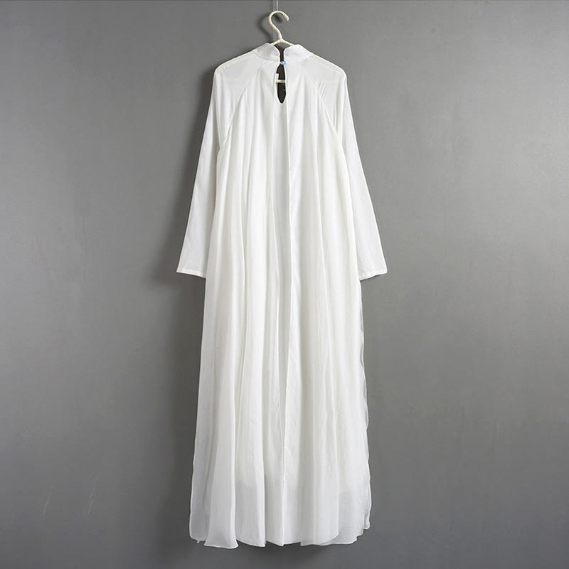 Mythstone Simple Design Meditation Spiritual Long Dress Zen Practice Yoga Clothing Women's White Gown