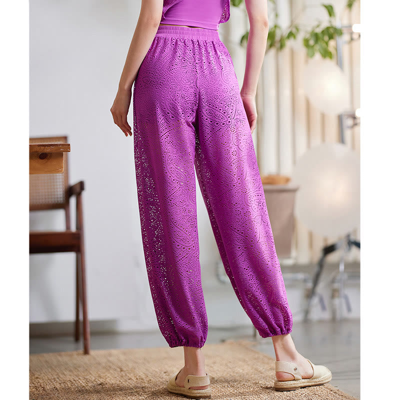 Pantalones de harén holgados con estampado de flores de anacardo de Mythstone, pantalones de yoga para mujer con abertura lateral 