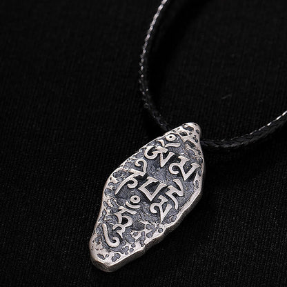 Collar con colgante de fuerza con grabado de Om Mani Padme Hum Dorje Vajra en plata de ley 925 tibetana Mythstone