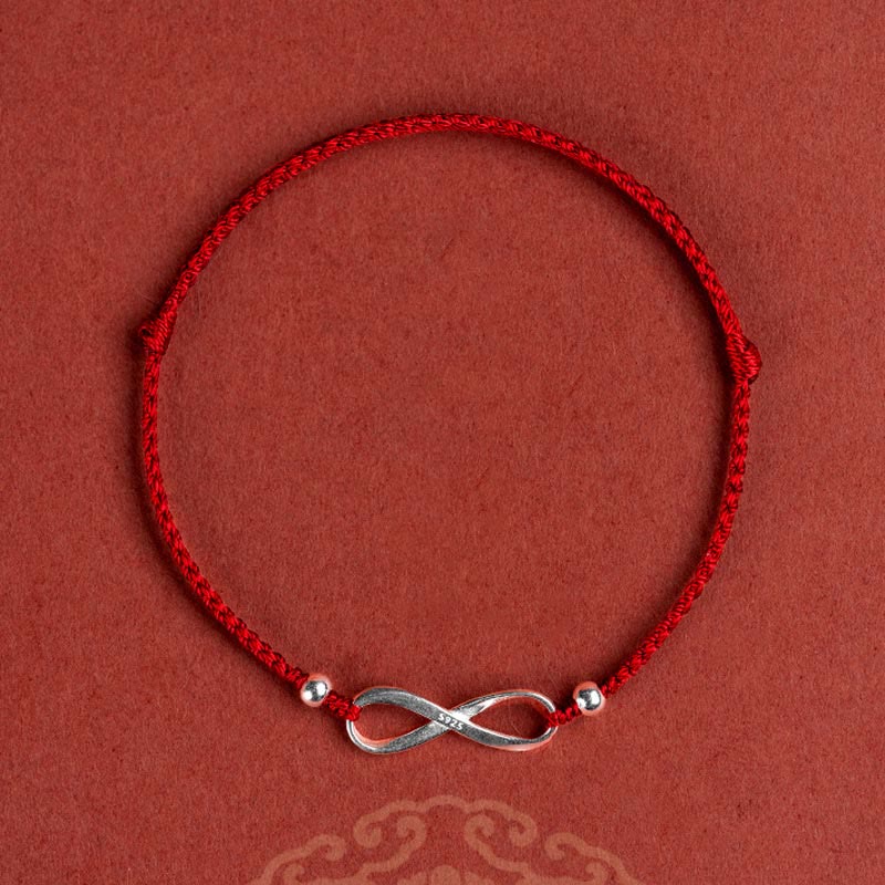 Mythstone 925 Sterling Silver Endless Knot Protection Luck Red String Bracelet Anklet