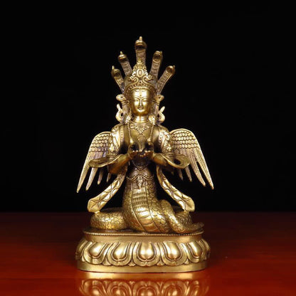 Mythstone Bodhisattva Nuwa The Snake Fairy Protection Copper Statue Decoration