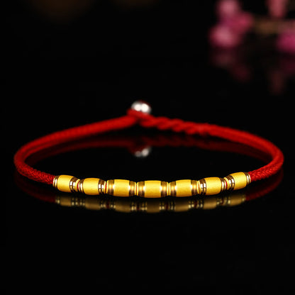 Mythstone 999 Gold Lucky Bead Eight Thread Peace Knot Red Rope Bracelet