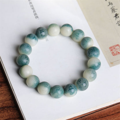 Pulsera con piedra mitológica Bodhi Seed Om Mani Padme Hum grabada para alejar los malos espíritus