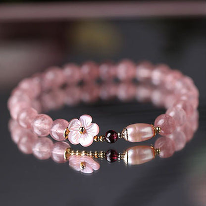 MythStone Strawberry Quartz Peach Blossom Love Bracelet