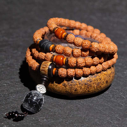 Tibet 108 Mala Beads Rudraksha Bodhi Seed Chinese Zodiac Natal Buddha Wealth Charm Bracelet