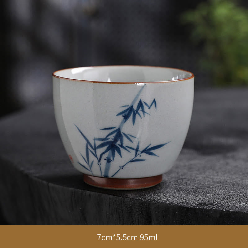 Mythstone Lotus Flower Leaf Bamboo Ceramic Teacup Kung Fu Tea Cups