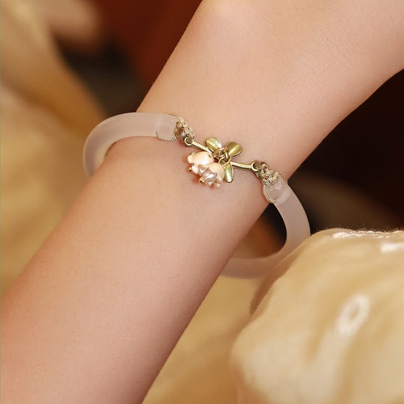 Mythstone Lily of the Valley Flower Happiness Strength Bracelet Bangle