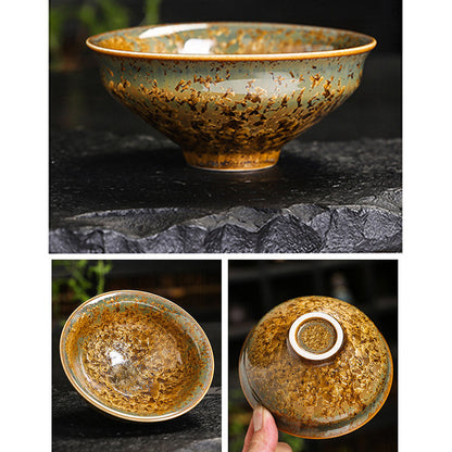 Mythstone Colorful Brown Ceramic Teacup Kung Fu Tea Cup Bowl