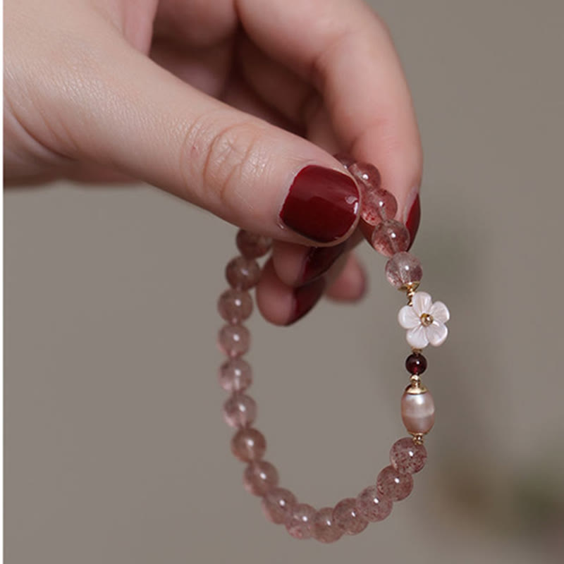 MythStone Strawberry Quartz Peach Blossom Love Bracelet