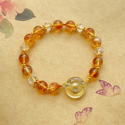 Pulsera de prosperidad con cristal citrino y hebilla de paz Mythstone