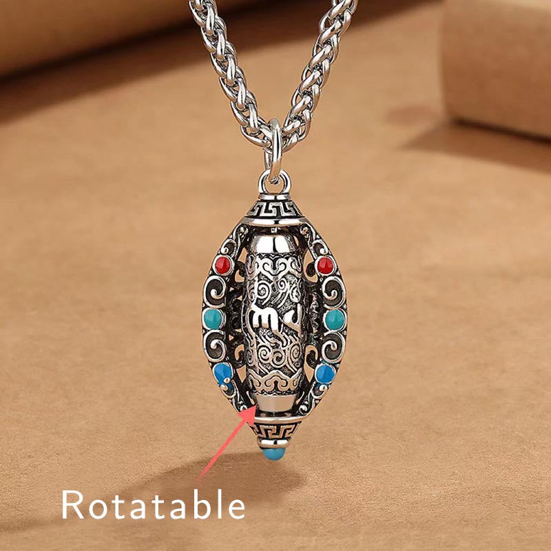 Mythstone Tibetan Om Mani Padme Hum Purity Rotatable Necklace Pendant