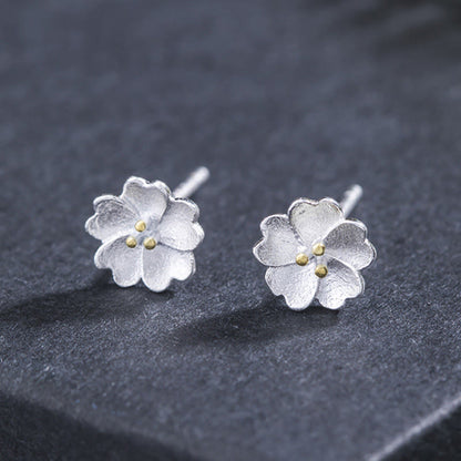 Mythstone 925 Sterling Silver Cherry Blossoms Floral Calm Stud Earrings