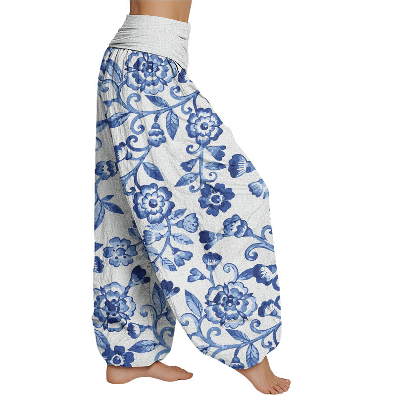 Mythstones  Numerous Flowers Pattern Women's Elastic Waist Harem Pants