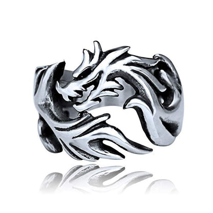 Mythstone Dragon Pattern Protection Strength Adjustable Ring