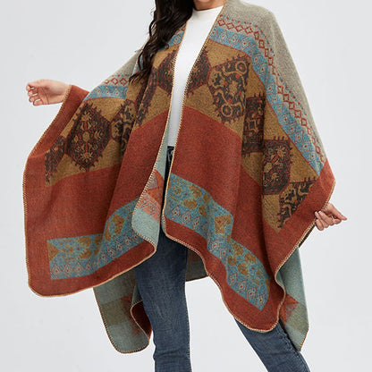 Mythstone Tibetan Shawl Diamond Pattern Winter Warm Cloak Scarf