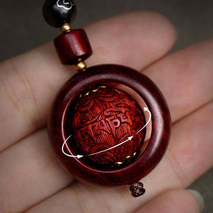 Mythstone Tibetan Small Leaf Red Sandalwood Ebony Luck Protection Rotation Decoration