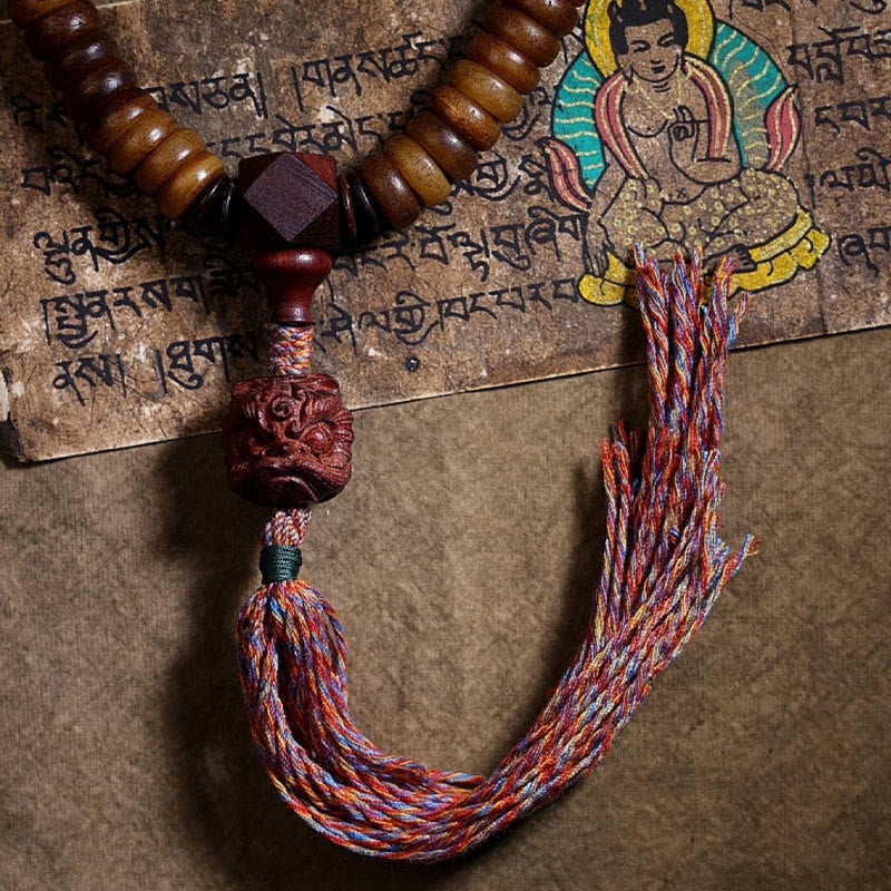 Pulsera de equilibrio con 108 cuentas de Mala tibetano de hueso de yak, PiXiu, Dzi, nueve palacios y ocho diagramas 