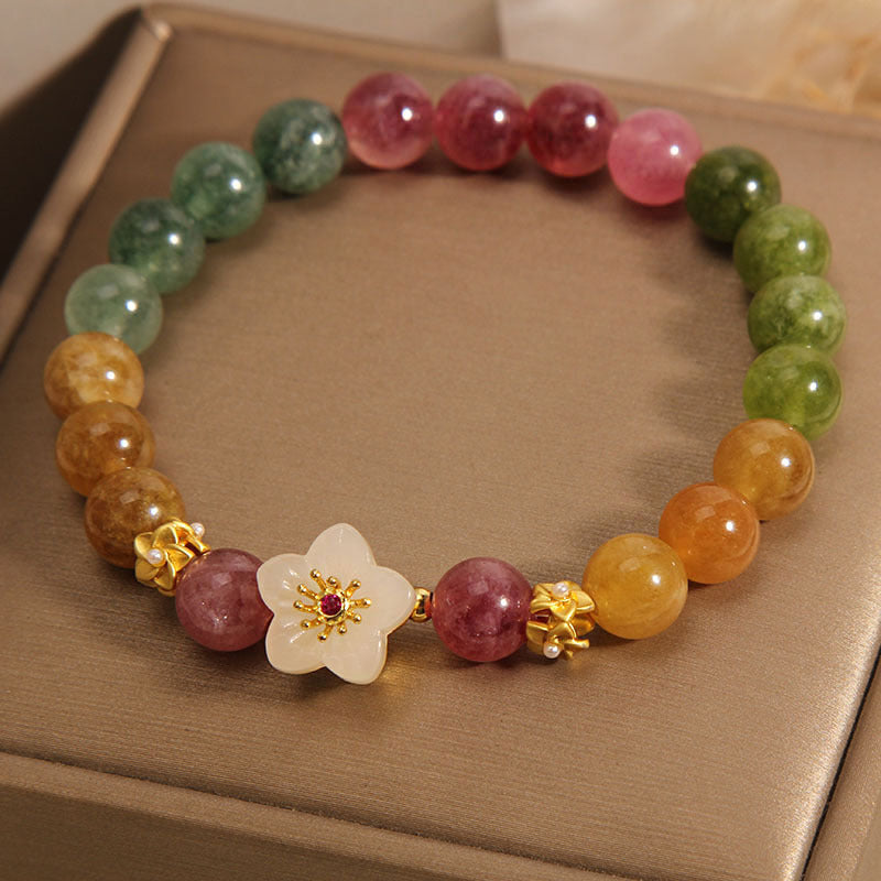 MythStone Colorful Tourmaline Jade Flowers Love Bracelet