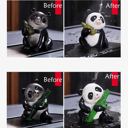 Mythstone Color Changing Small Cute Panda Bamboo Tea Pet Resin Home Figurine Decoration