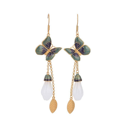 Mythstone FengShui White Jade Fortune Earrings