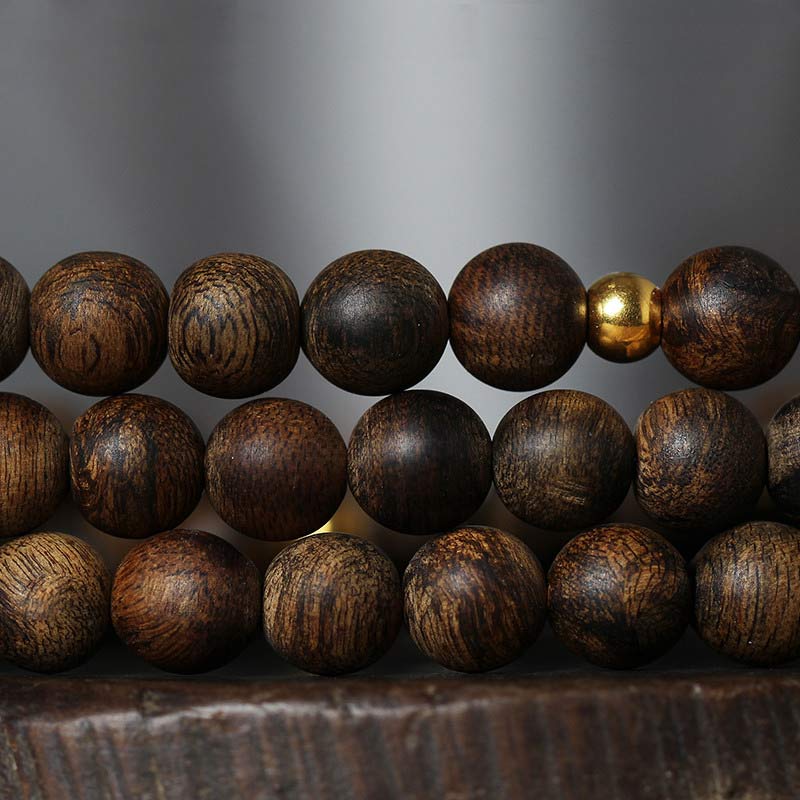 MythStone 108 Mala Beads Nha Trang Agarwood Turquoise Prayer Meditation Bracelet Mala