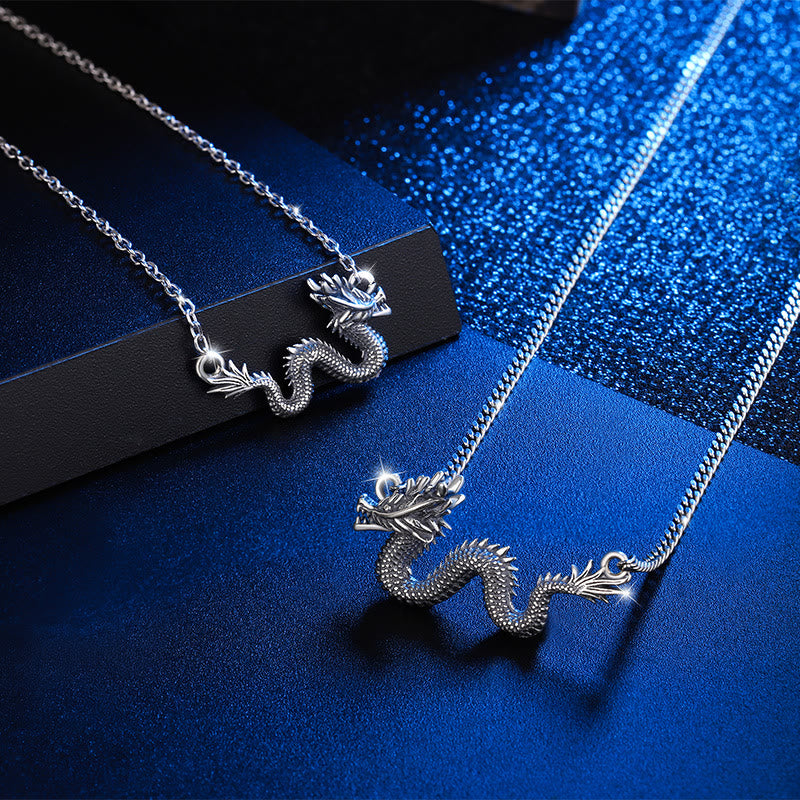 Mythstone 925 Sterling Silver Year Of The Dragon Auspicious Dragon Protection Chain Necklace Pendant