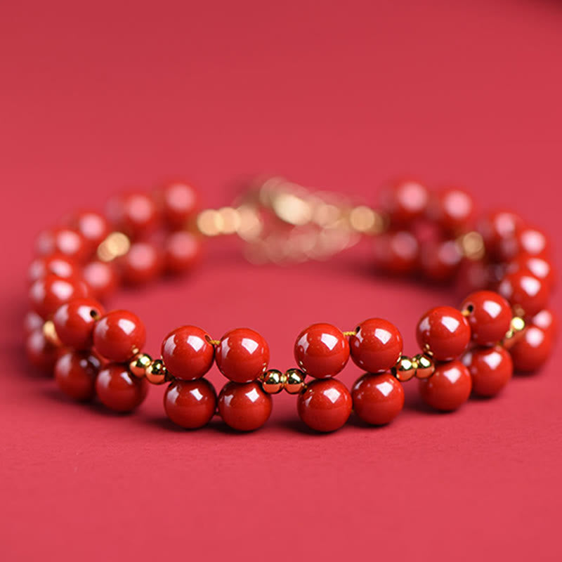 Mythstone Natural Cinnabar Beaded Blessing Bracelet