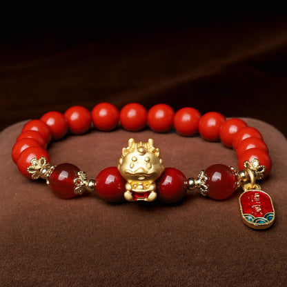 Mythstone Year of the Dragon Natural Cinnabar Ingot Protection Bracelet