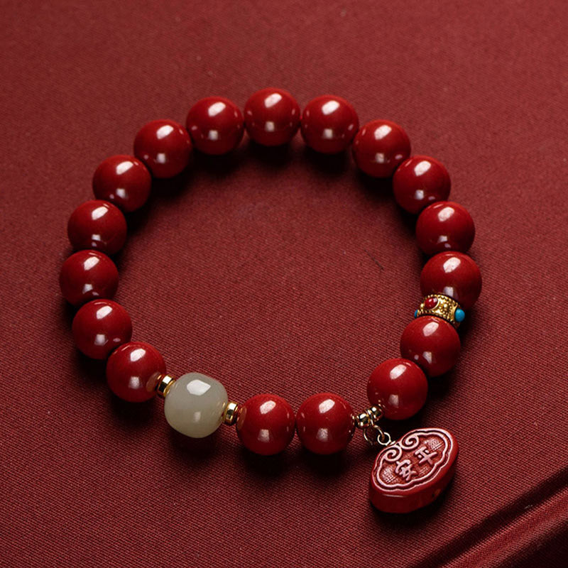 Mythstone Cinnabar Jade Healing Protection Charm Bracelet