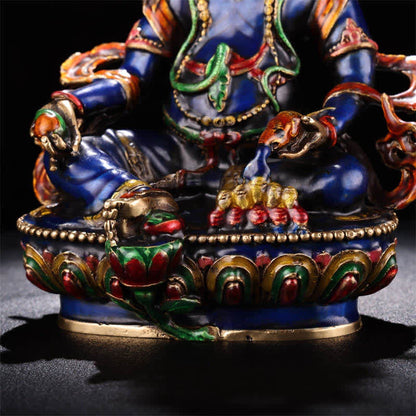 Mythstone Yellow Jambhala Bodhisattva Figurine Serenity Copper Statue Home Decoration