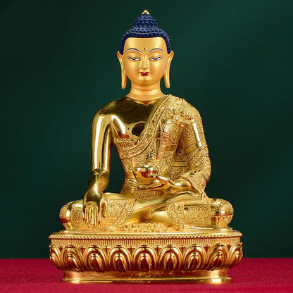 Mythstone Buddha Shakyamuni Figurine Enlightenment Copper Statue Home Offering Decoration