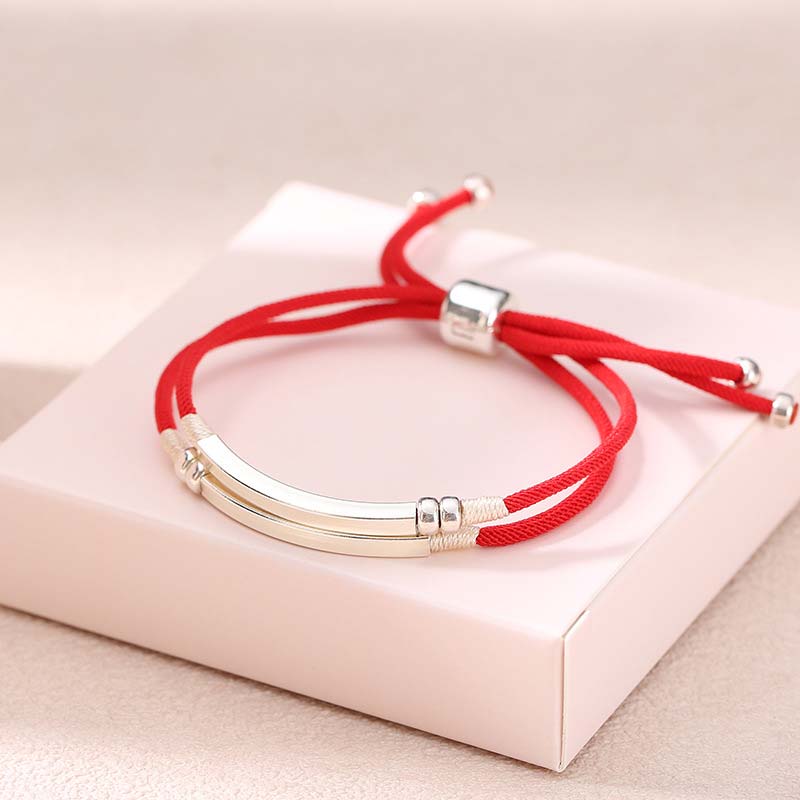 Mythstone 925 Sterling Silver Red String Layered Braid Bracelet