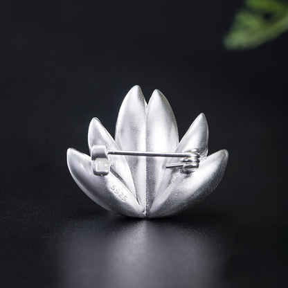 Mythstone 925 Sterling Silver Lotus Flower Pearl New Beginning Brooch