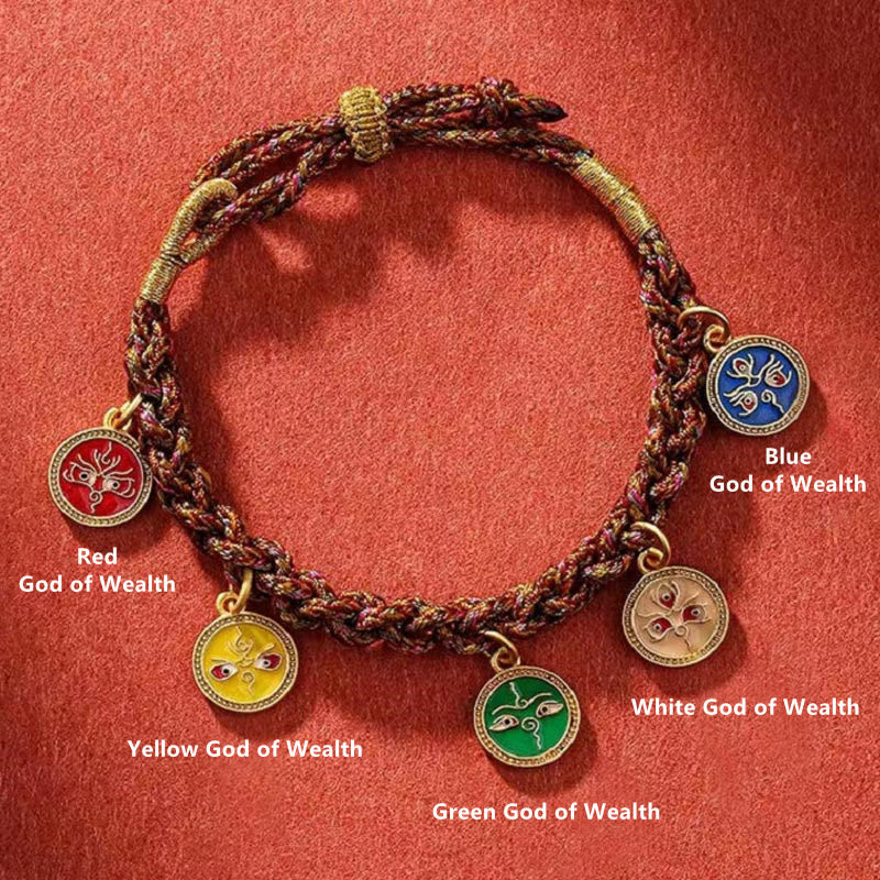 Mythstone Tibetan Five God Of Wealth Thangka Luck Braid String Bracelet