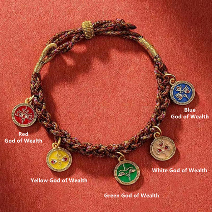 Mythstone Tibetan Five God Of Wealth Thangka Luck Braid String Bracelet