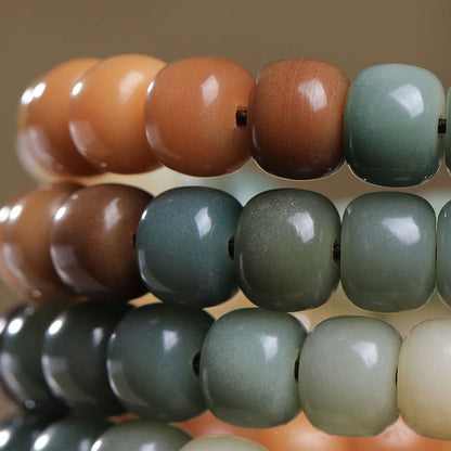 Mythstone 108 Mala Beads Gradient Bodhi Seed Green Tara Buddha Engraved Peace Harmony Bracelet