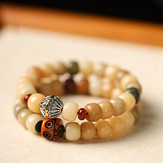 Mythstone Natural Bodhi Seed The Lord of the Corpse Forest Om Mani Padme Hum Wisdom Bracelet