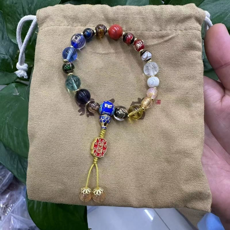 Mythstone Tibetan Colorful Incense Ash Liuli Glass Bead Om Mani Padme Hum Dorje Vajra 18 Beads Wrist Mala