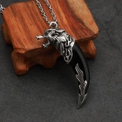 Mythstone Imitation Wolf Tooth Titanium Steel Balance Necklace Pendant