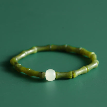 Pulsera de la suerte y la abundancia con diseño de jade y bambú verde Mythstone 