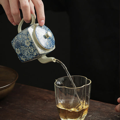 Mythstone Blue and White Porcelain Chinese Gongfu Tea Ceramic Kung Fu Teapot Cup Tea Filter Canister