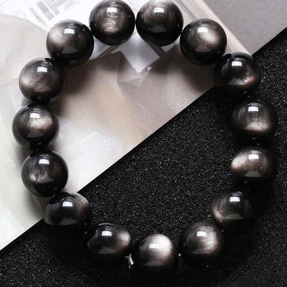 Mythstone Natural Silver Sheen Obsidian Soothing Protection Bracelet