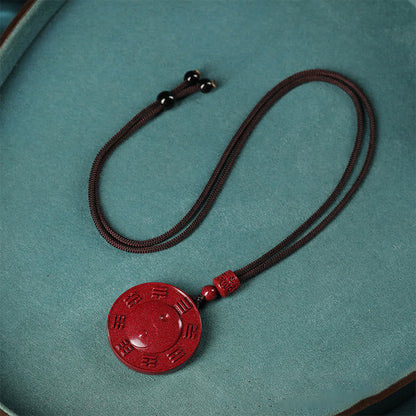 Colgante de collar con bendición Bagua Yin Yang de cinabrio de piedra mitológica 